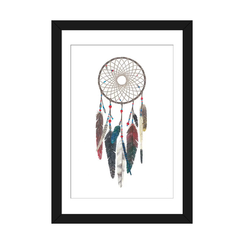 « dreamcatcher i », reproduction d’art sur toile, H 24 po x l 16 po x P 1 po, Papier d'art encadré noir, Blanc
