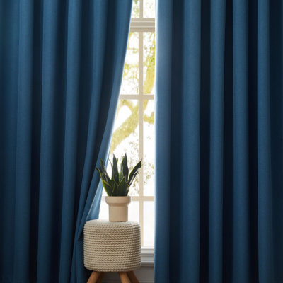 Linen Blend Blackout Curtain Panel Pair
