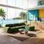 Canapé d'angle modulaire en velours côtelé vert olive, 116 po, assises profondes et accoudoirs incurvés-1406415897