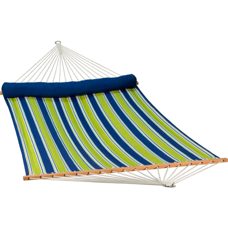 Hamac de 13 pi avec coussin assorti (support vendu séparément), Bleu / rayures vertes