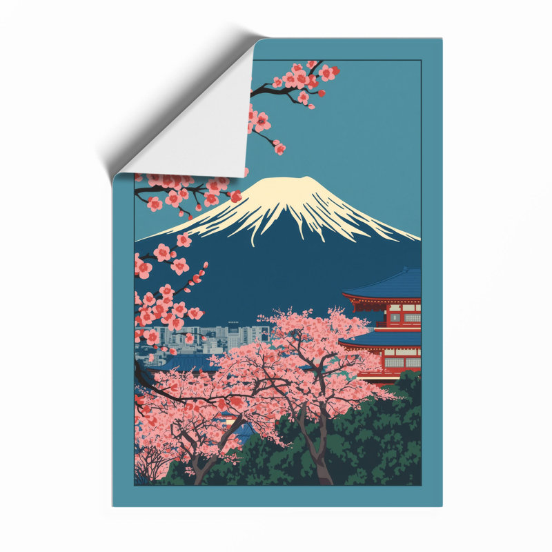 Moonlit Cherry Blossom Japandi - Framed Print, Unframed, A1 - 84.1 x 59.4 cm