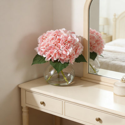 Fleurs d'hortensia en soie artificielle dans un vase avec de l'eau artificielle pour le mariage, la table à manger, le salon, la décoration intérieure