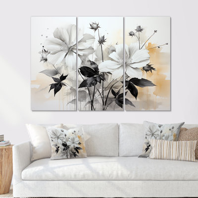 Grey Timeless Minimalism Hibiscus I - Hibiscus Wall Art Living Room Set