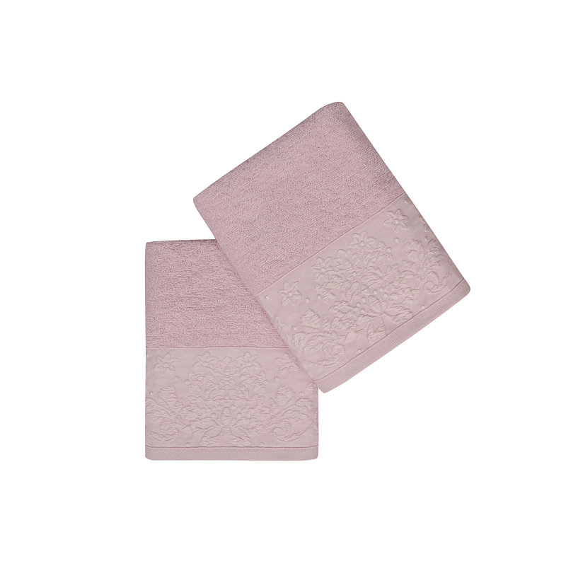 Ensemble de serviettes 2 pièces 100% coton Leyhill, Lilas