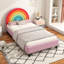 Lit plateforme tapissier simple Rainbow Design pour lit princesse pour garçons et filles, adolescents, coloré et rose