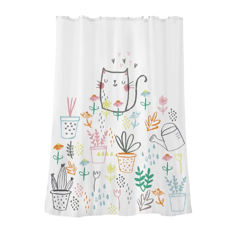 Polyester Shower Curtain With Hooks