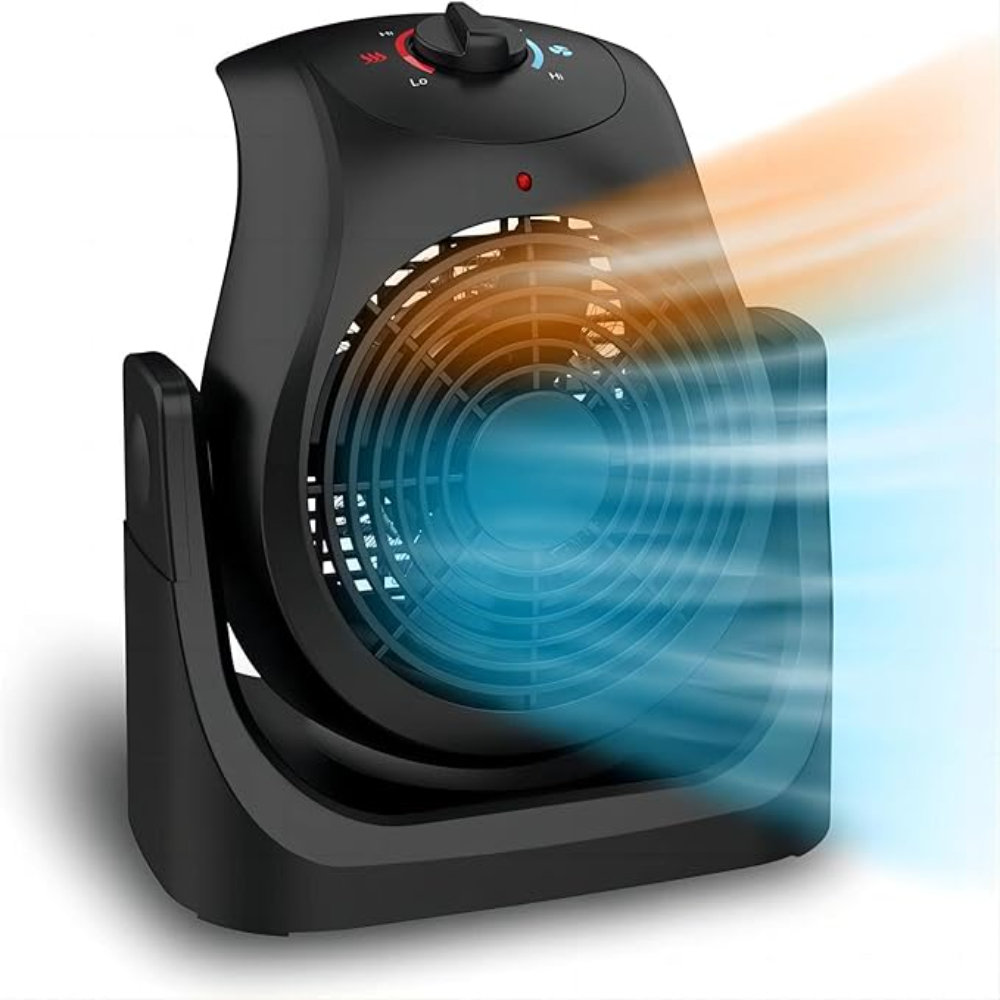 2-in-1 Heater & Fan Combo - 1500W Portable Space Heater With Remote Control & Oscillation