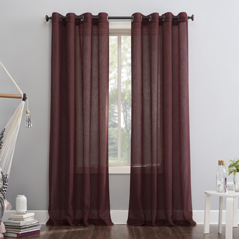 Ciaran Crushed Sheer Voile Grommet Curtain Panel, 51" W x 72" L, Willow