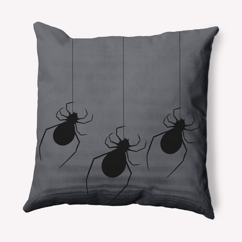 Coussin décoratif carré Hanging Spiders, Gris acier, 26 po x 26 po