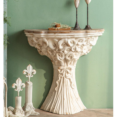 Rustic White Wood Console with Distressed Finish