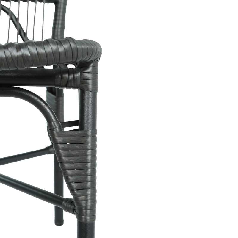 Chaises de patio en rotin Pe (ensemble de 2) - Cadre en fer résistant aux rayons UV, pour cour / bord de piscine / jardin