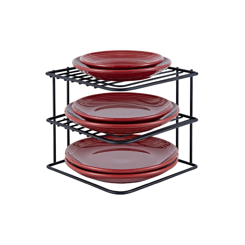 Buckingham 3 Tier Corner Plate Rack Kitchen Cupboard Tidy Storage Organiser 23 Cm, Matte Black