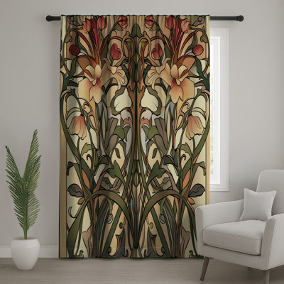 Rideaux floraux, voilages et voilages à motif floral - 1 panneau