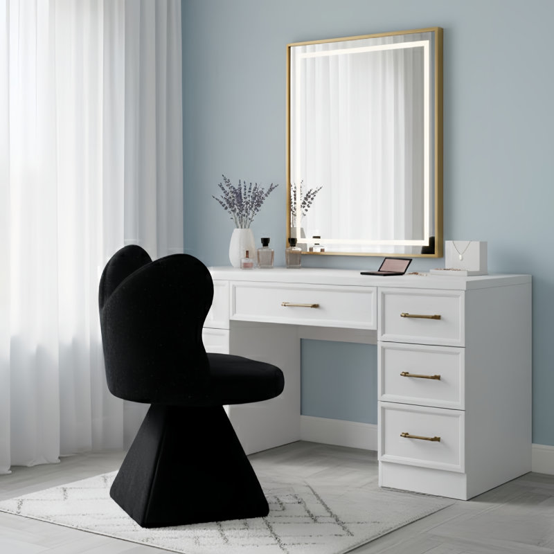 Meuble-lavabo pivotant à dossier papillon Modern, Noir