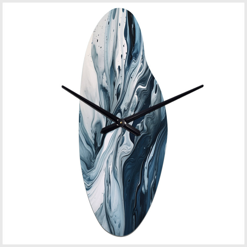 Horloge murale incurvée bleue et grise, Médium