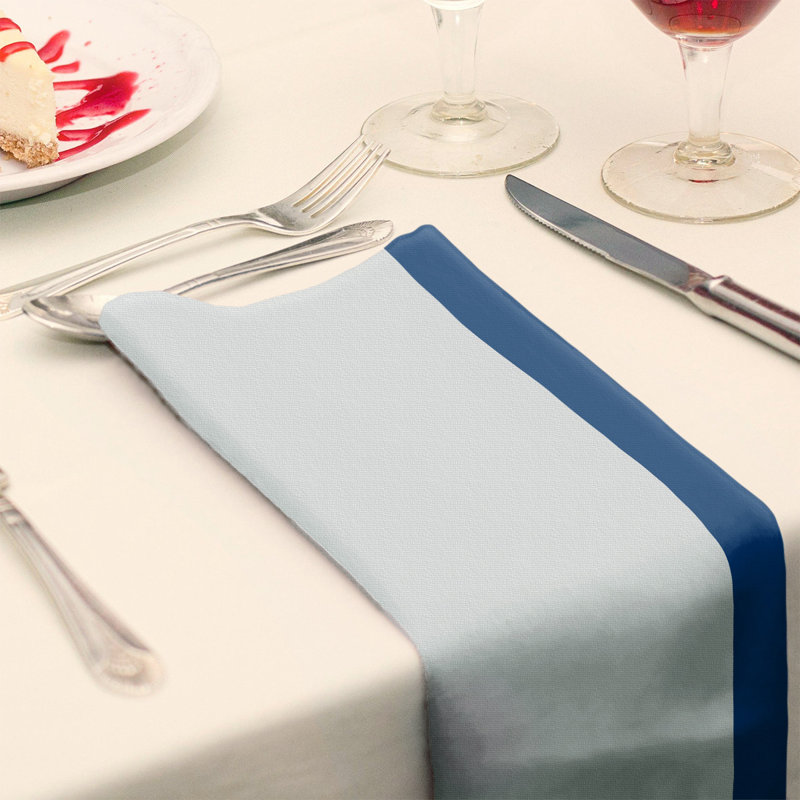 Striped Square Napkin, 22" H x 22" W x 0.25" D, Poly Twill, Blue/White/Blue