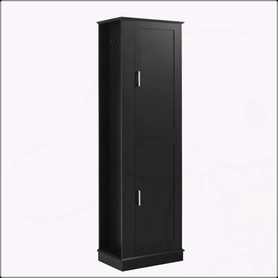 Armoire de salle de bain autoportante polyvalente avec crochet et tablettes réglables