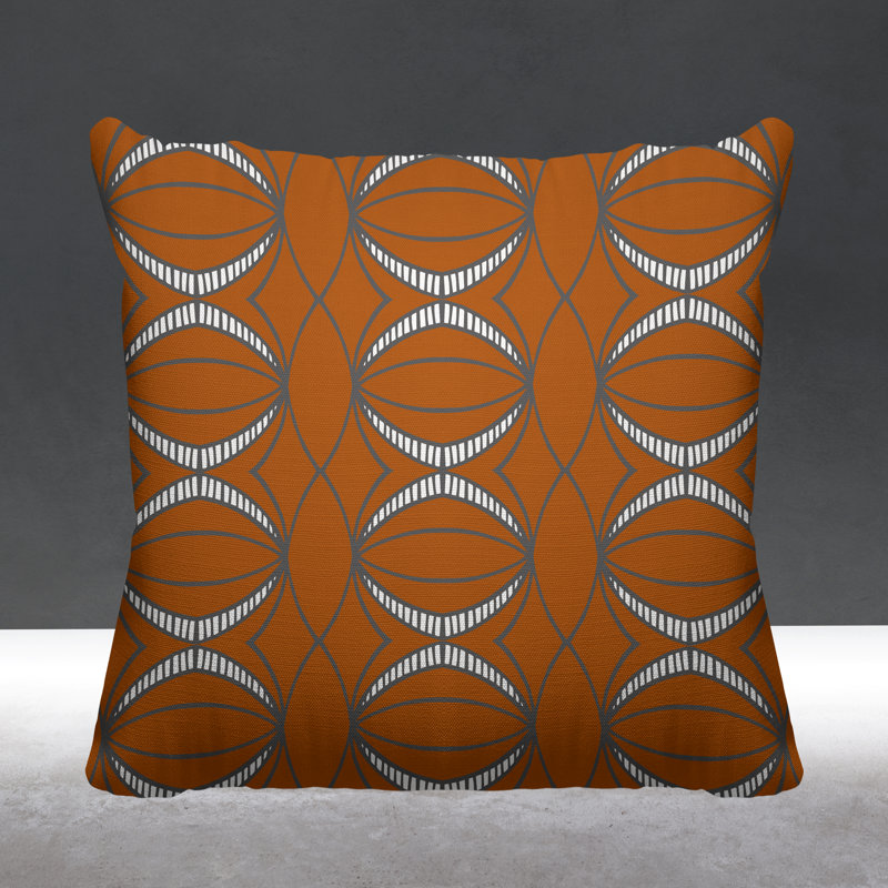 Coussin décoratif intérieur / extérieur Samira, L 15 po x H 15 po, Orange brûlé