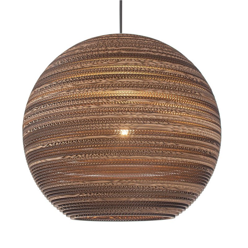 Scraplights Large Globe Recycled Cardboard Pendant Light - Sun, Blonde, 12" H x 14" W x 14" D
