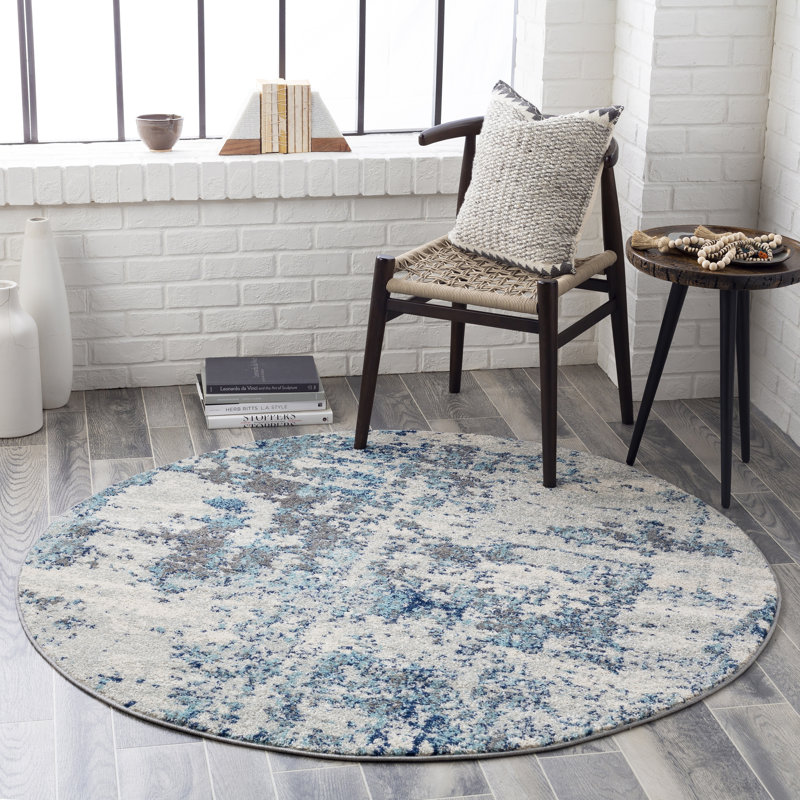 Burnstad Machine Woven Abstract Area Rug, Round 5'3"