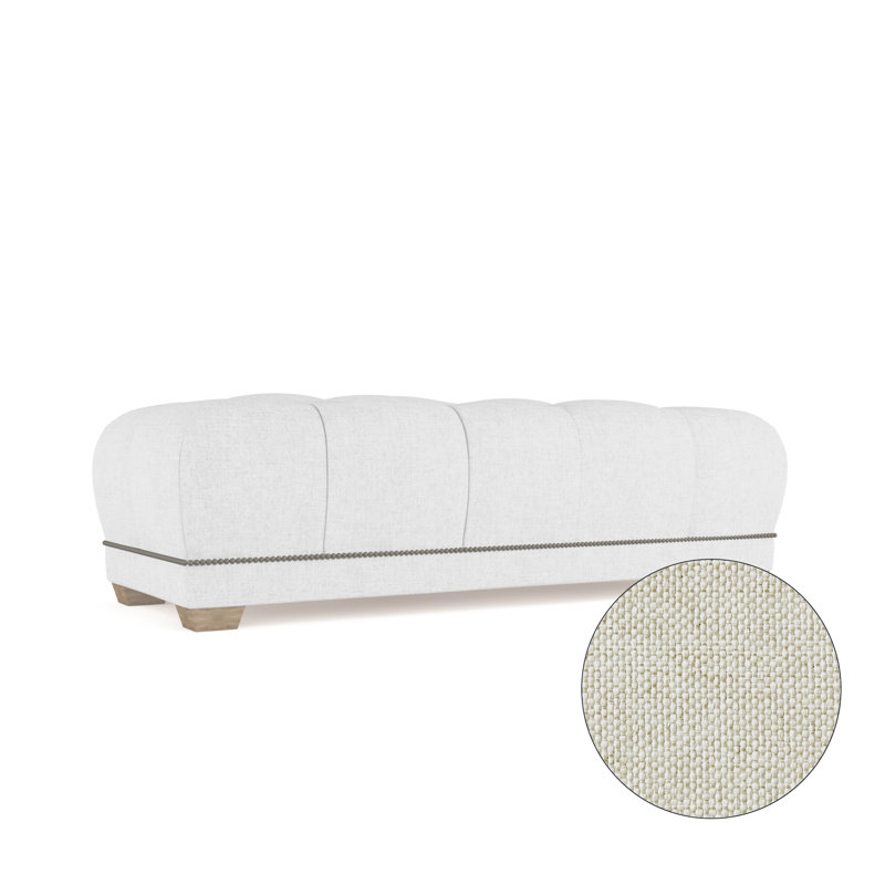 Hudson Ottoman, Plush Velvet Oyster, Weathered