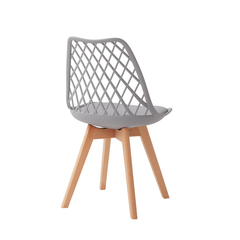 Dining Chairs - Nordic Style Dining Chair - Mesh Backrest - Solid Wood Legs, Grey, Set Of 4 