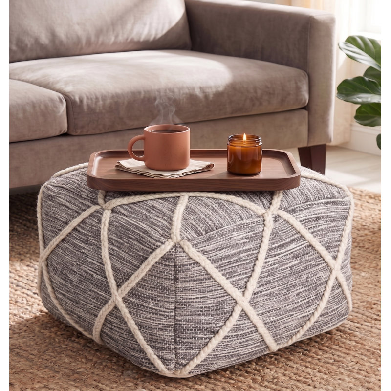 Allenside Upholstered Pouf, Gray