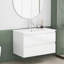 Ensemble de meuble-lavabo avec lavabo 31,5 po, armoire avec 2 grands tiroirs, système de fermeture en douceur, 2 grands tiroirs, conception sans poignée, assemblage facile, blanc brillant