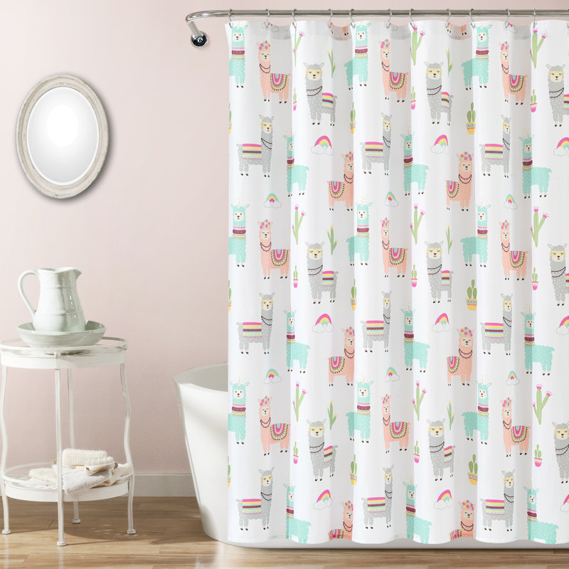 Shower Curtain, White/Blush