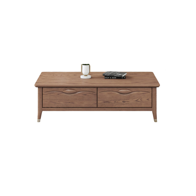 Table basse en frêne avec quatre tiroirs de rangement