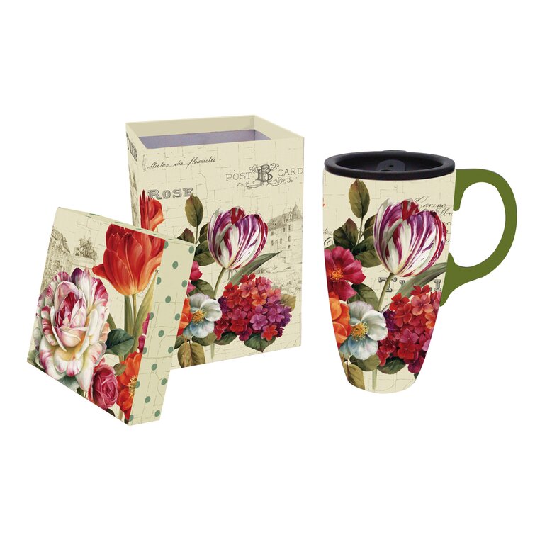Tall Ceramic Mugs 17 oz. Coffee Cups Sealed Lid Mug With Color Box