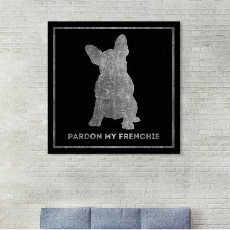 «Dogs and Puppies», Frenchie Noir Silver, impression sur toile tendue, H 40 po x l 40 po x P 1,5 po