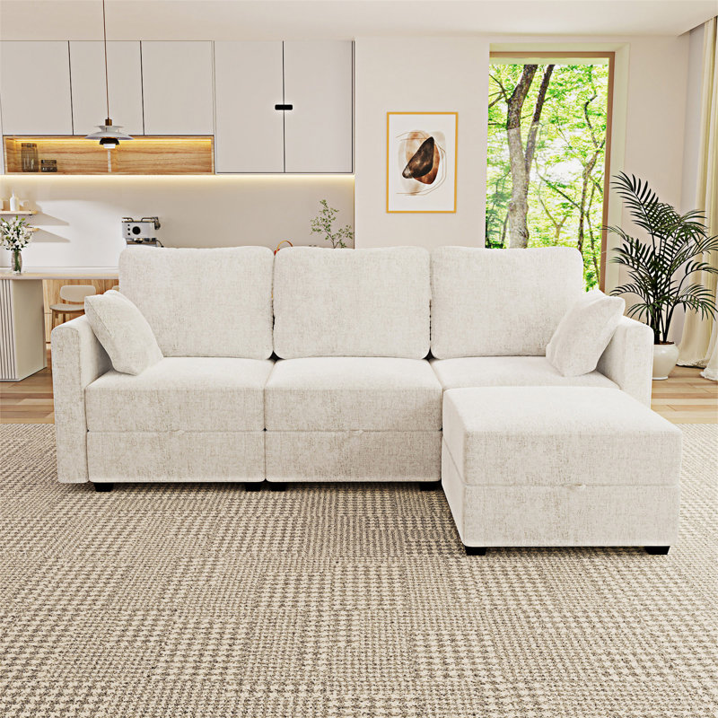 Modular Sectional Sofa With Movable Ottoman