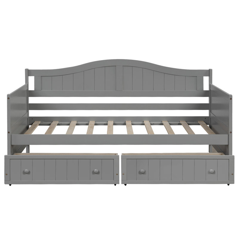 Lit de jour simple peu encombrant avec rangement, structure en bois massif, style rustique pour chambre à coucher