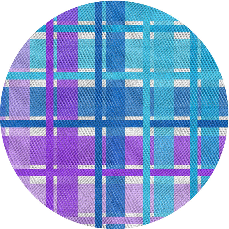 Tapis rouge/bleu à motifs, Rond 4 pi