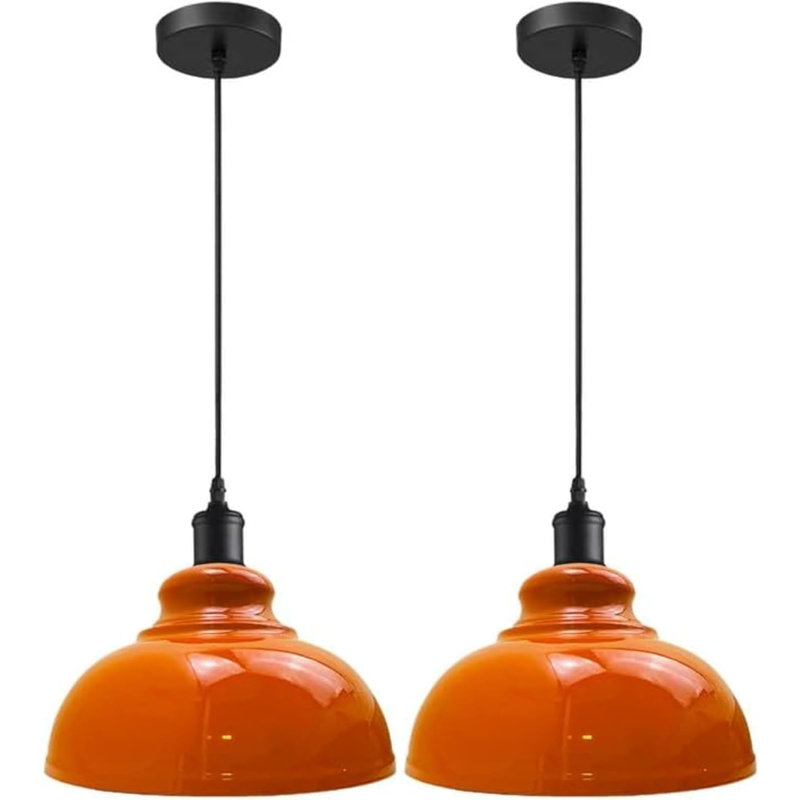1 - Light Orange Dome Pendant
