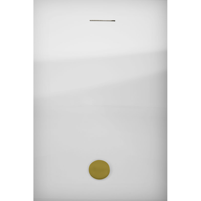 59" Streamline Soaking Freestanding Tub and Tray With Internal Drain, Brushed Gold