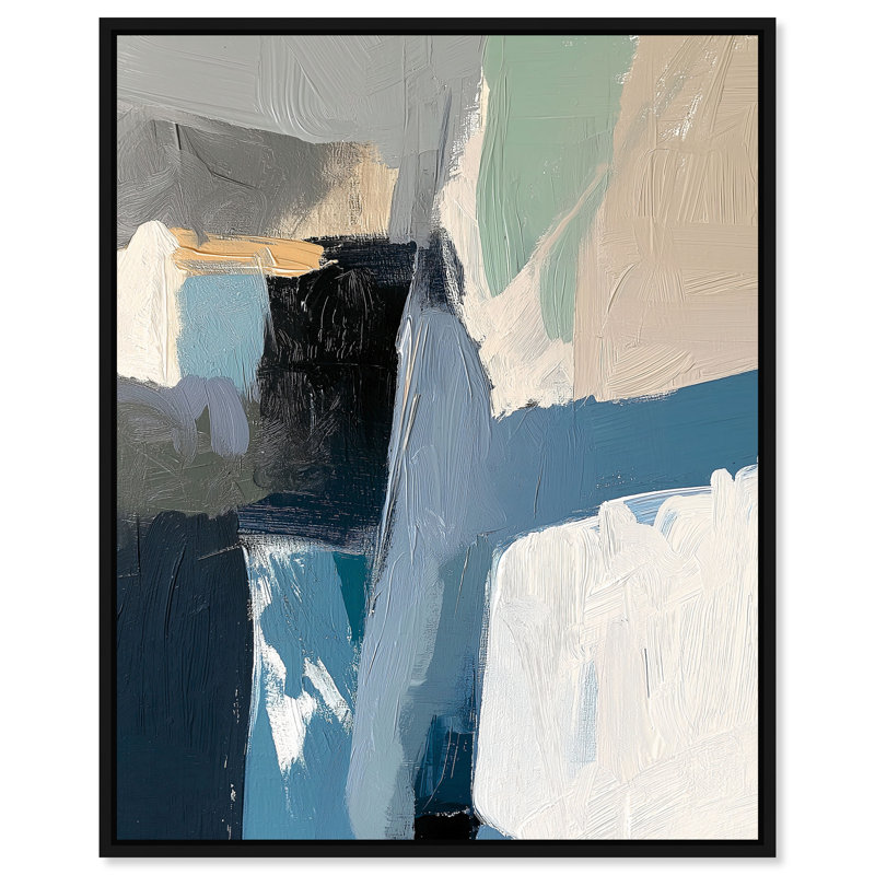 Ashen Tide Canvas Abstract Print by Oliver Gal, Black Frame, 16 x 20, 21"H x 17"W, Black Frame