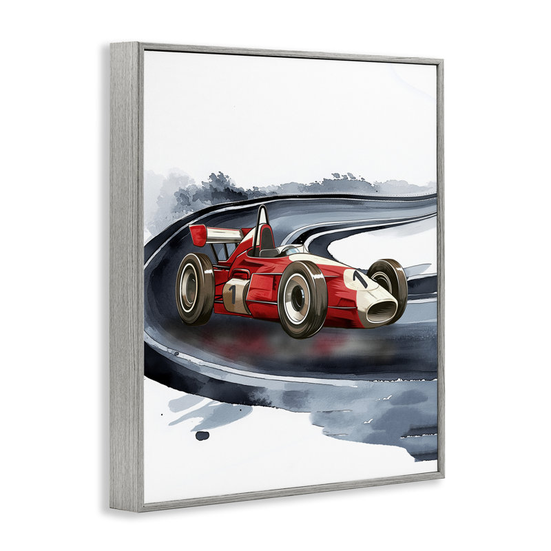 Giclée encadrée par une voiture de course de la journée de la course, design par Christine Simpson Art, H 30 po x l 24 po