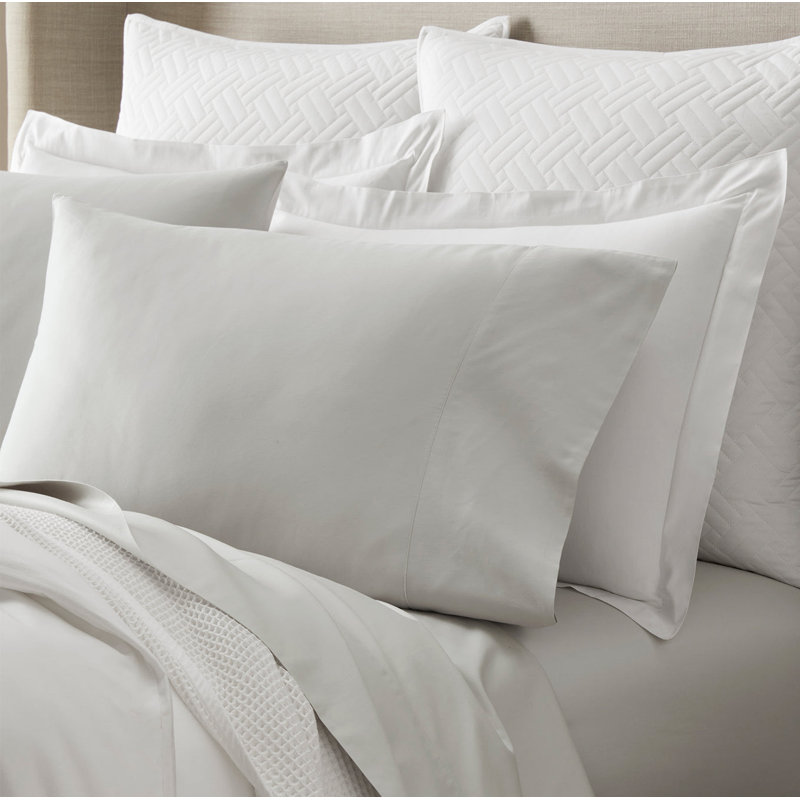 Percale Hemmed Pillowcase Set, Mist, King Pillowcase