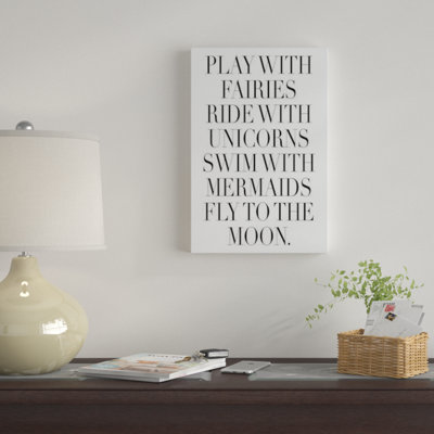 «Play with Fairies», art textuel sur toile