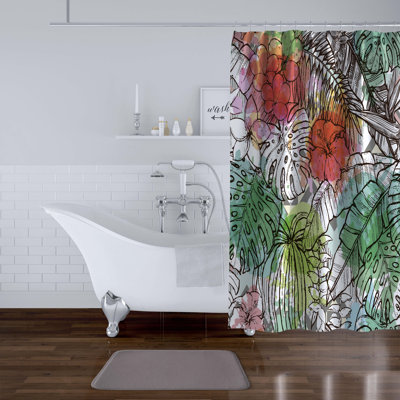 Rideau de douche simple à motif floral Cerie