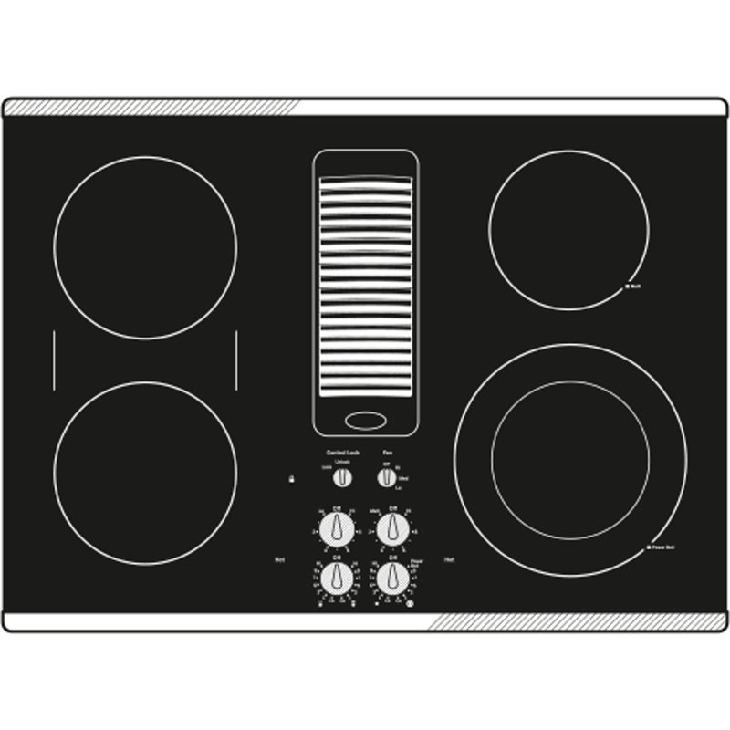 Downdraft Electric Cooktop, Black/Stainless Steel, Stainless Steel
