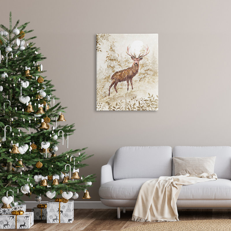 Peinture sur toile Elk Snow, H 40 po x l 30 po x P 1,5 po