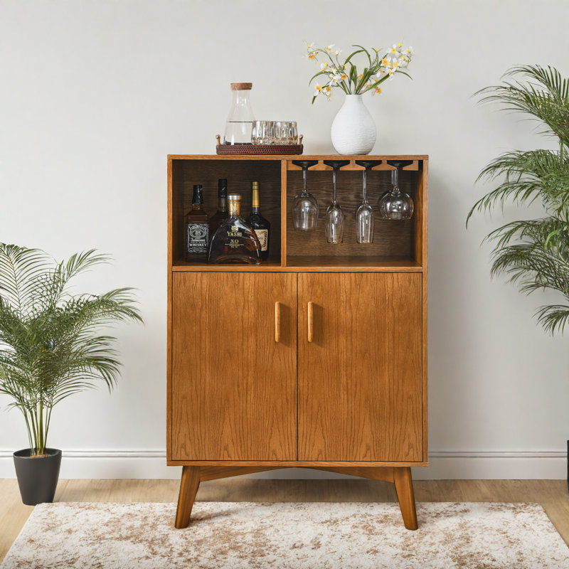 Bar 45,5 "rustique avec bar à vin et café - Solution de rangement multifonctionnelle