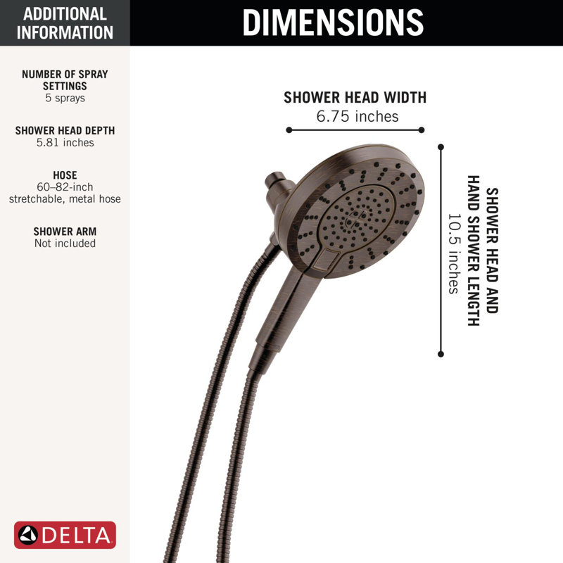 5-Setting In2ition 2-in-1 Dual Shower Head with Handheld High Pressure ProClean Spray 2.5 GPM Oil Rubbed Bronze