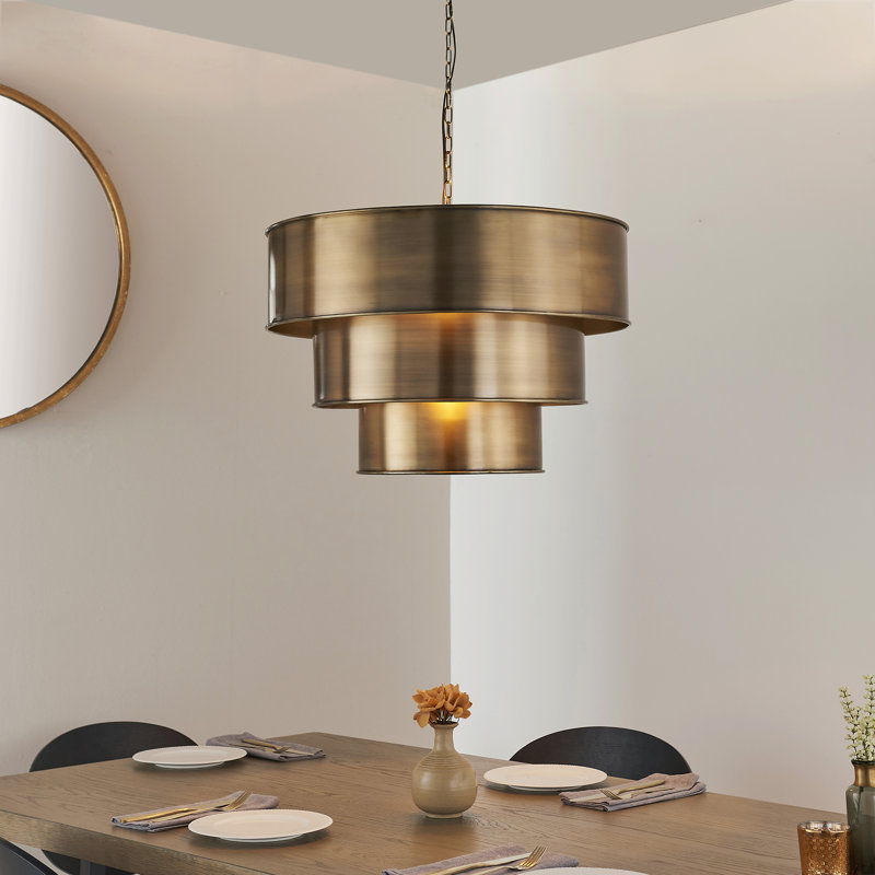 Beatrice 1 - Light Aged Brass Drum Pendant