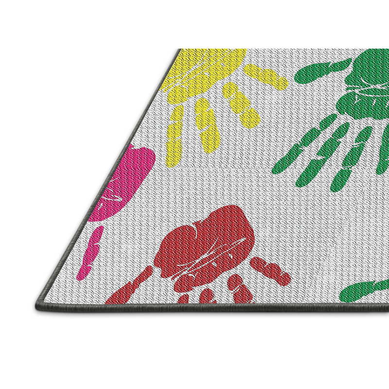 Tapis bleu / rouge / vert en laine et polyester tissé à la machine Barajas, Rectangle 5 pi x 7 pi