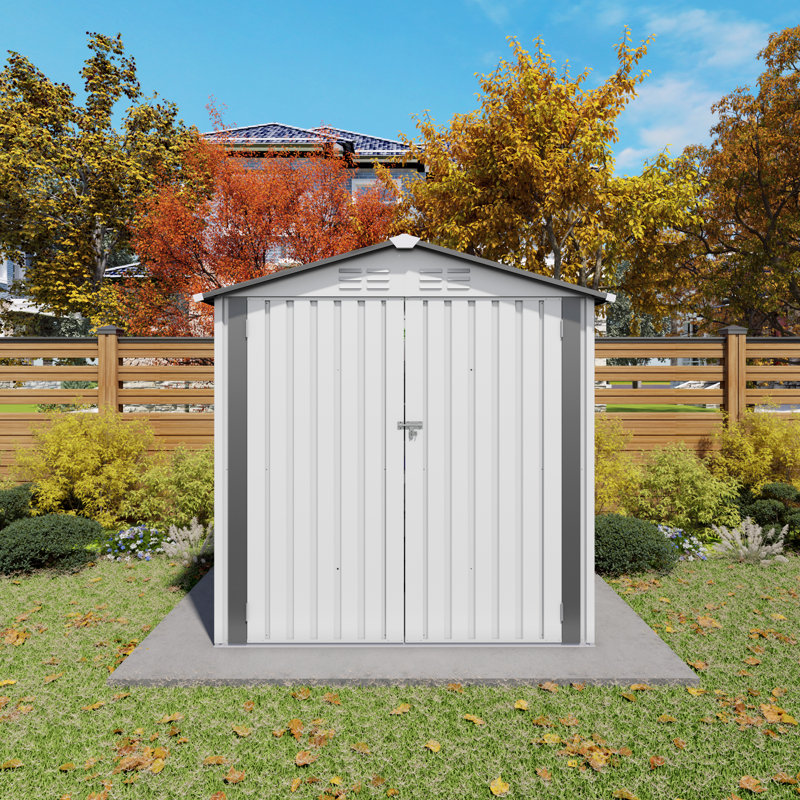 6X3.6FT Metal Storage Shed,Tool Shed With Peaked Roof Waterproof With Clear Window And Lockable Door Compact Tool Shed For Garden, Backyard,Patio,Sundries And Bike Storage, White