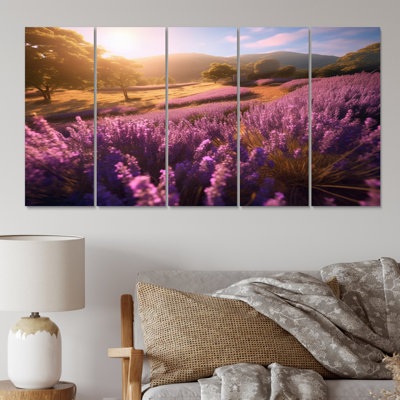 «Calming Lavender Landscape II», ensemble de reproductions d'art florales en métal